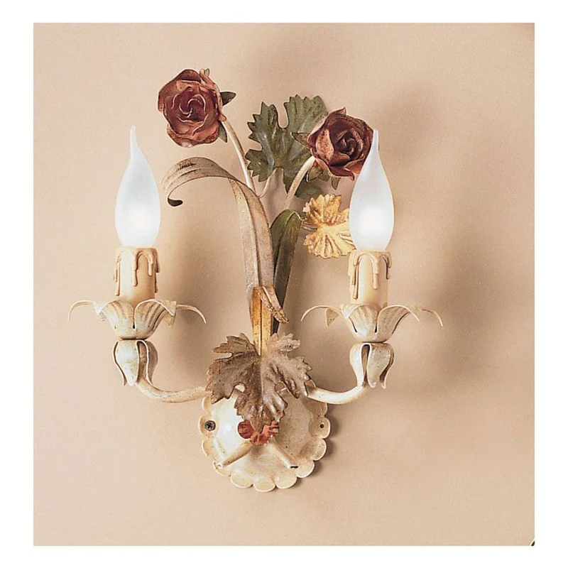 Roseto Wandleuchte 2-flammig Altweiss natur-antik 32cm