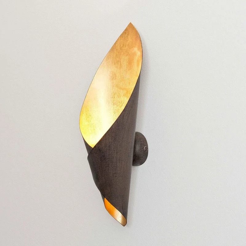 Wandleuchte Fiaccola Piccolo Eisen Braun-Schwarz-Gold