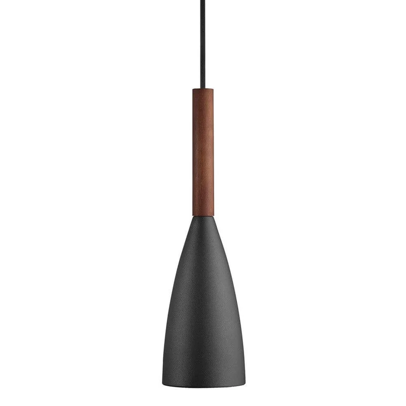 Pendelleuchte Pure Schwarz, Walnuss