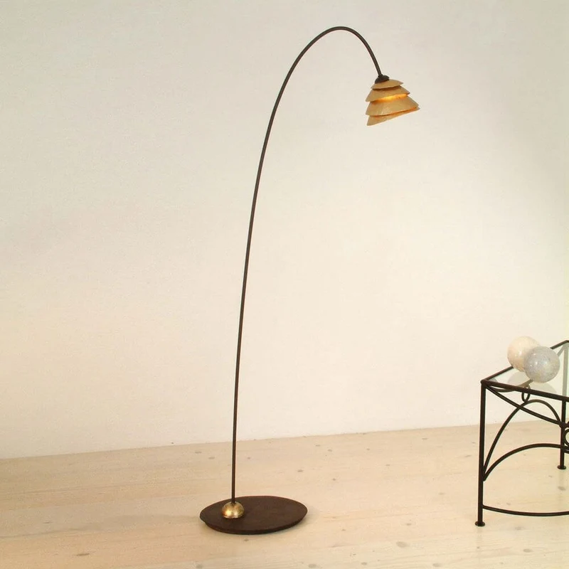 Stehleuchte Snail One Eisen Braun-Schwarz-Gold
