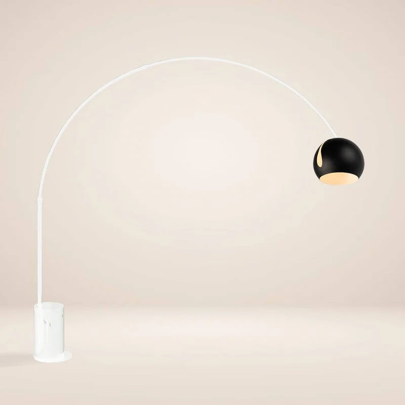 s.luce Ball Design-Bogenlampe mit Marmorfuß modern
