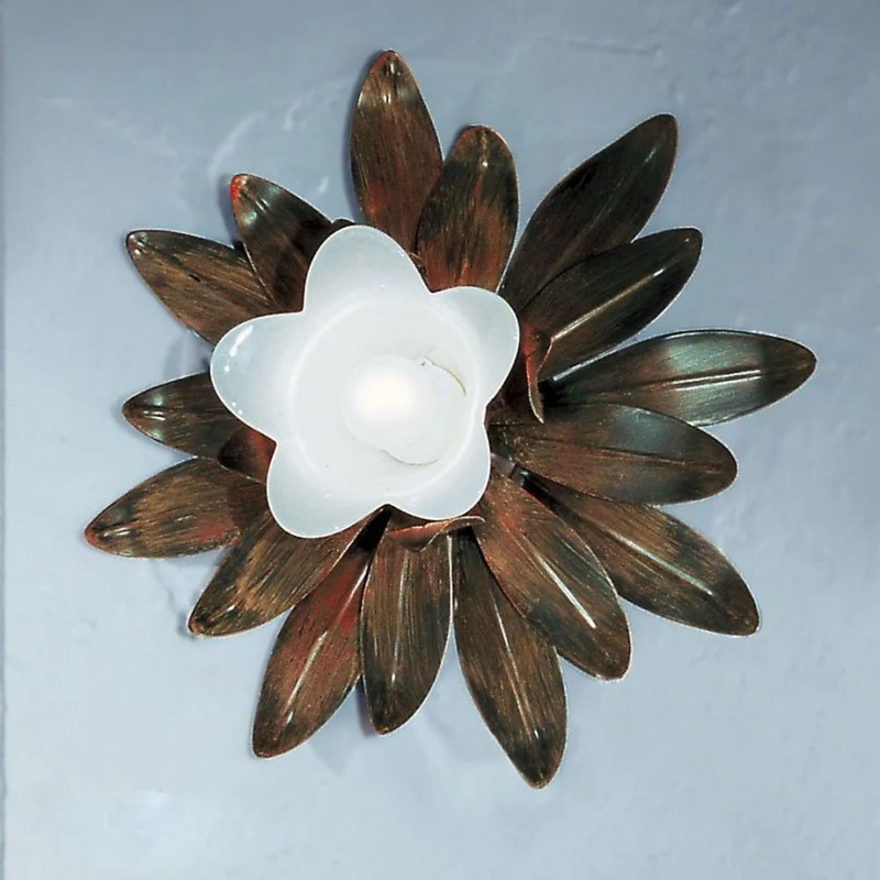 Deckenleuchte rost antik mit Glas Weiß scavo Ø 35cm