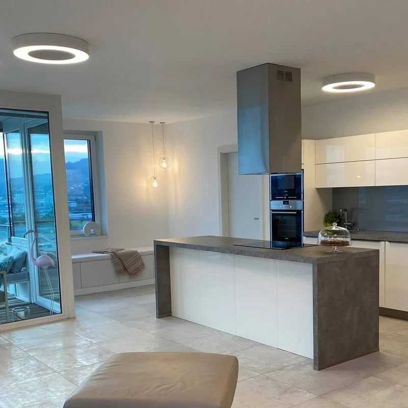 Panzeri Silver Ring LED-Deckenlampe Dimmbar
