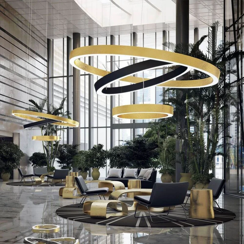 Panzeri Golden Ring LED-Pendelleuchte Dimmbar