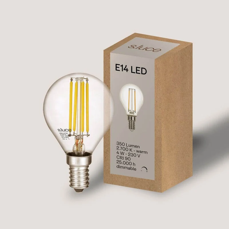 s.luce E14 LED Warmweiß 2700K 350lm 4W Dimmbar CRI 90