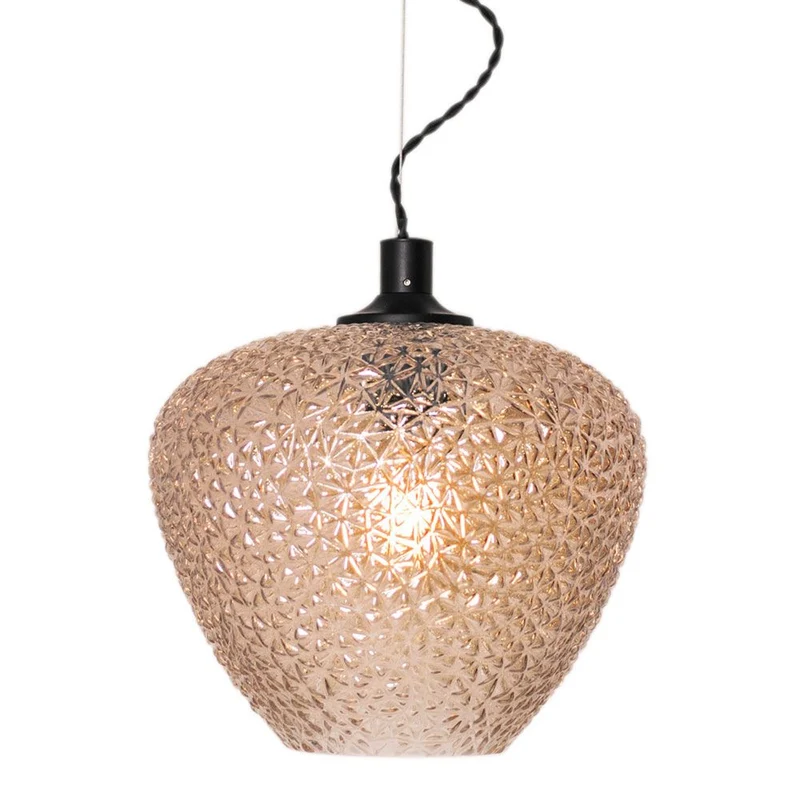 Hängelampe Strukturglas Mabeo Ø 29cm Amber