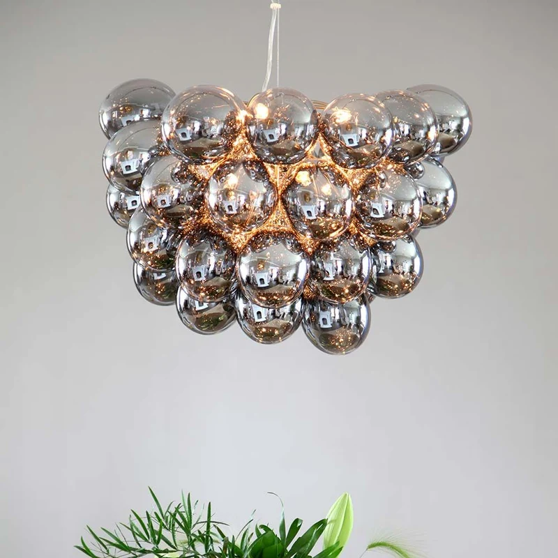 XXL Glas Hängelampe Gross Ø 62cm Rauchgrau
